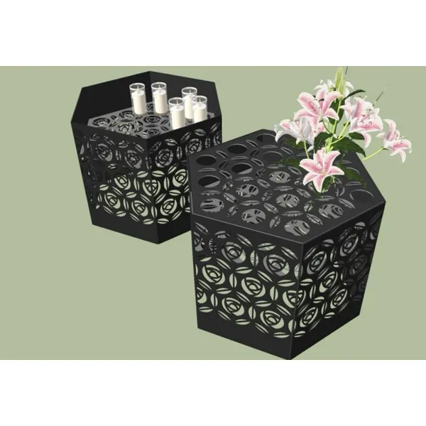 MINNELUND VASE OG LYSHOLDER HEXAGON "ROSE" H 62 CM